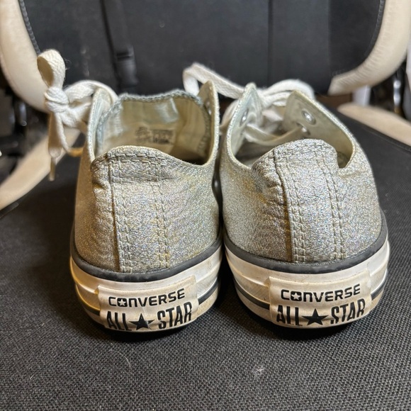 Converse Chuck Taylor Silver Glitter Sparkly Low-Top Sneakers 7 - Picture 5 of 5